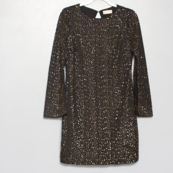 Altar’d State black long sleeve beaded sparkly Holiday dress - Picture 1 of 7